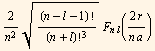 2/n^2 (n - l - 1) !/(n + l) !^3^(1/2) F_ (n l)((2r)/(n a))