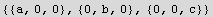{{a, 0, 0}, {0, b, 0}, {0, 0, c}}