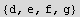 {d, e, f, g}