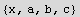 {x, a, b, c}