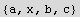 {a, x, b, c}