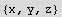 {x, y, z}