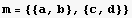 m = {{a, b}, {c, d}}