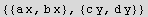 {{a x, b x}, {c y, d y}}
